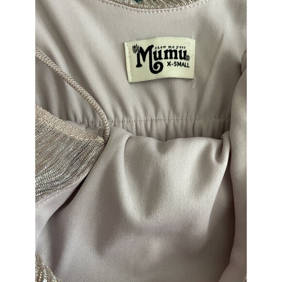 Show Me Your MuMu Caitlyn Ruffle Maxi Dress Magic Mauve Glitter Woman Size XS - Picture 4 of 8